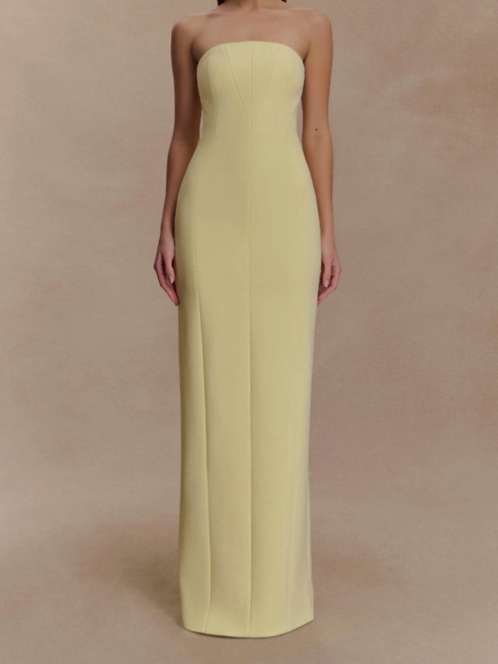 MESHKI - Kalila Strapless Crepe Maxi Dress - Lemon